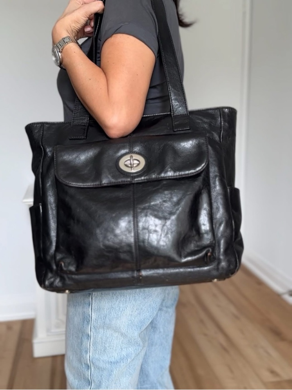 ❌SOLD ON MY IG Y2K Danier Leather Laptop Tote